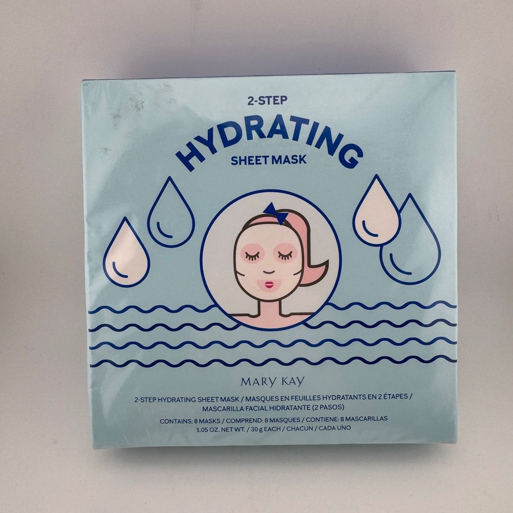 Mary Kay Hydrating Sheet Mask 8 Pack Blue New 2-Step Moisture Treatment 190676